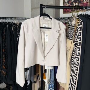 Abercrombie & Fitch Cropped Beige Tailored Blazer Womens XL New NWT Preppy